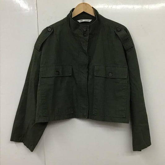 ザラ ZARA ジャケット、上着 ジャケット、ブレザー 8574/025/505 クロップドジャケット L 無地 カーキ / カーキ /  レディース USED 古着 中古 10131680