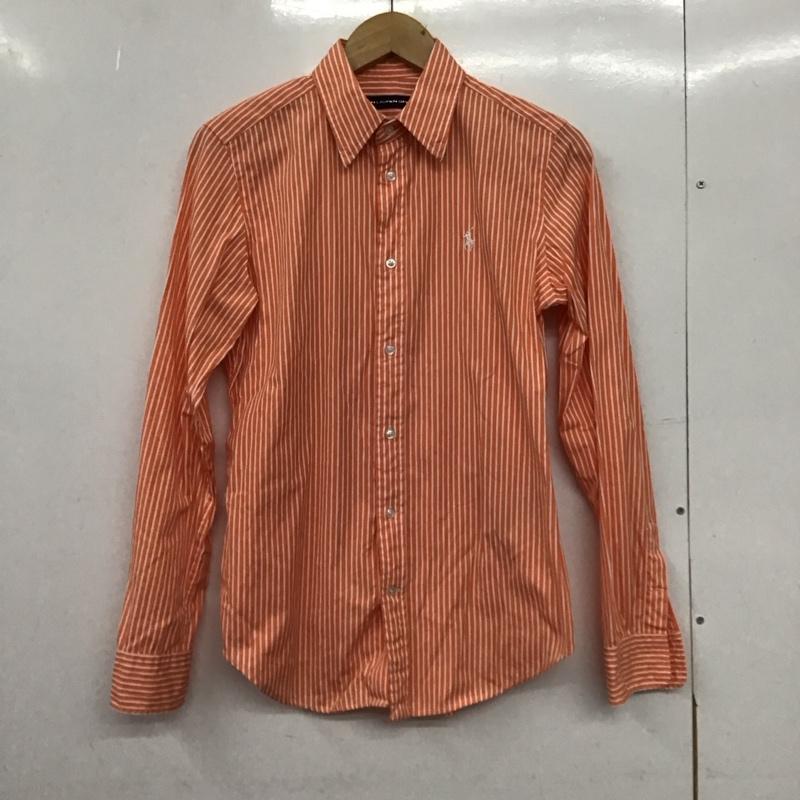 ラルフローレンスポーツ RALPHLAURENSPORT シャツ、ブラウス 長袖 8 ストライプ 白 / ホワイト / X 橙 / オレンジ /  レディース USED 古着 中古 10150833