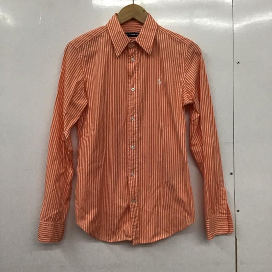 ラルフローレンスポーツ RALPHLAURENSPORT シャツ、ブラウス 長袖 8 ストライプ 白 / ホワイト / X 橙 / オレンジ /  レディース USED 古着 中古 10150833