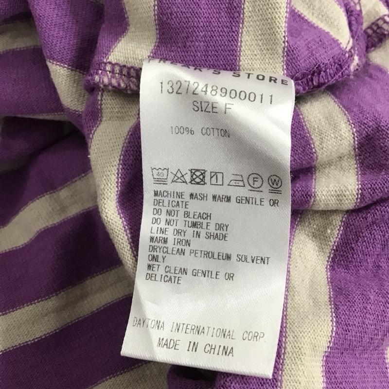 フリークスストア FREAK S STORE カットソー 七分袖 FREE ボーダー柄 白 / ホワイト / X 紫 / パープル /  レディース USED 古着 中古 10142894