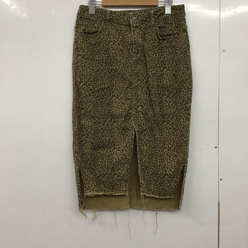 ザラ ZARA スカート ひざ丈スカート デニムスカート タイトスカート センタースリット ストレッチ L 総柄 マルチカラー / マルチカラー /  レディース USED 古着 中古 10147656