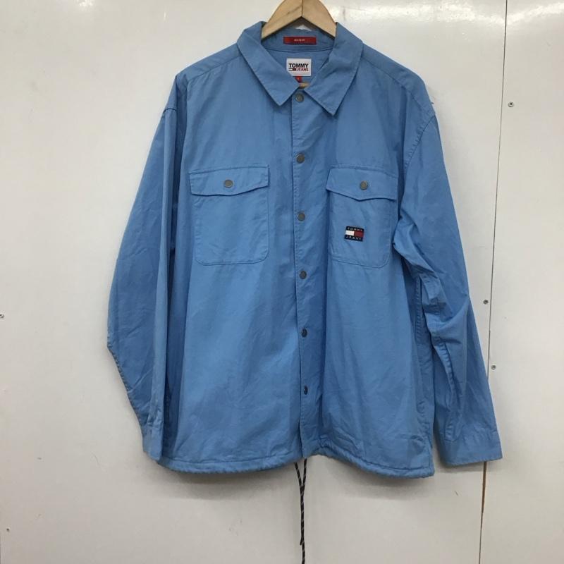 トミーヒルフィガー TOMMY HILFIGER ジャケット、上着 ジャケット、ブレザー 長袖ジャケット アウター 前ボタン カラージャケット L ロゴ、文字 青 / ブルー /  メンズ USED 古着 中古 10138623