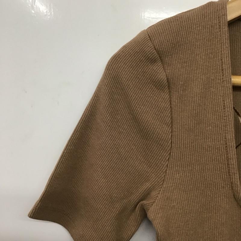 ザラ ZARA ワンピース ロングスカート 3641 800 710 リブ 半袖 スクエアネック M 無地 茶 / ブラウン /  レディース USED 古着 中古 10145952