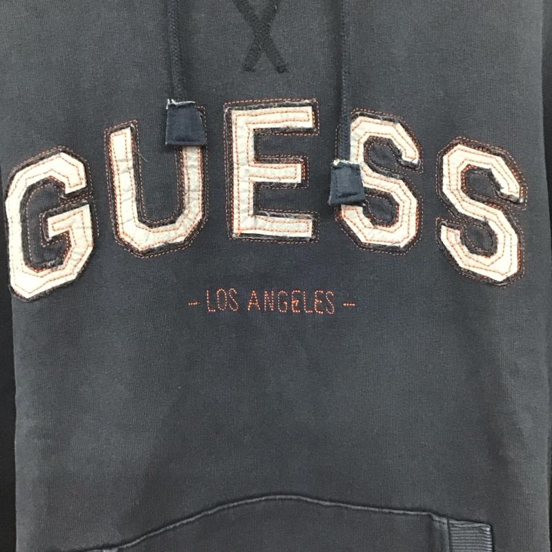 ゲス Guess パーカー 長袖 長袖パーカー プルオーバーパーカー スウェット XL ロゴ、文字 紺 / ネイビー /  メンズ USED 古着 中古 10137052