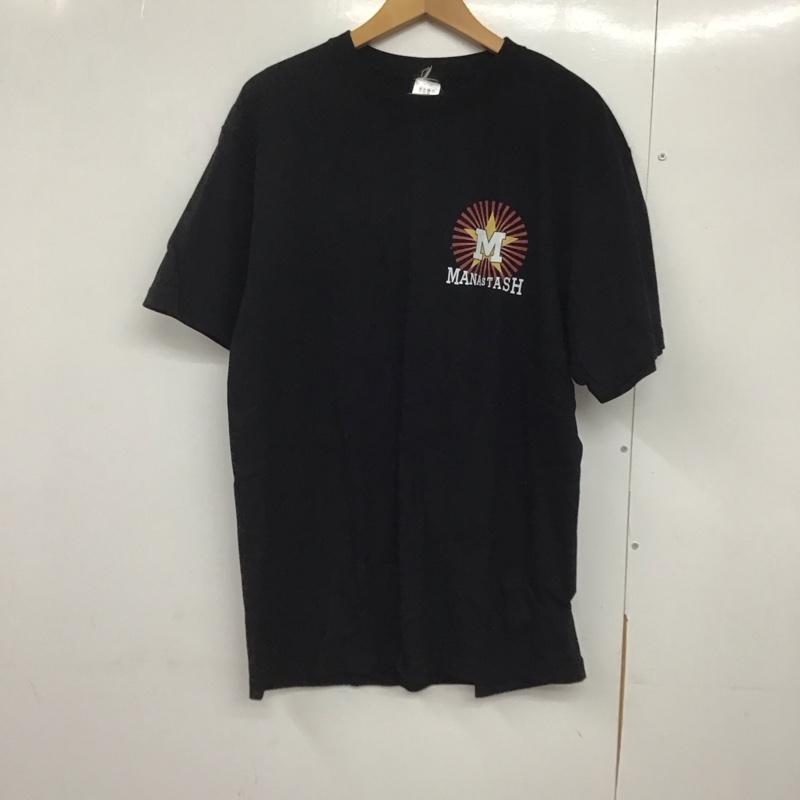マナスタッシュ MANASTASH Tシャツ 半袖 半袖カットソー プリントTシャツ クルーネックカットソー hemptour XL ロゴ、文字 黒 / ブラック /  メンズ USED 古着 中古 10142639