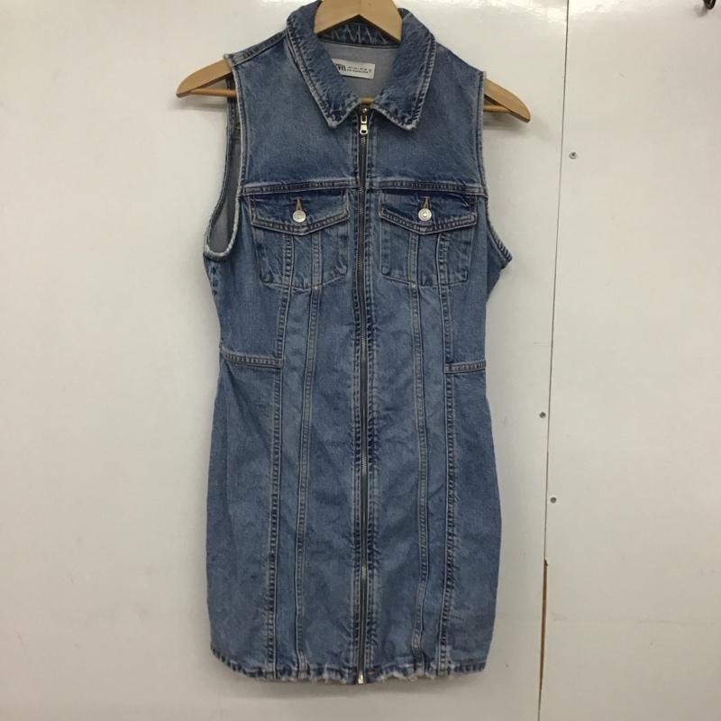 ザラ ZARA ワンピース ミニスカート デニム L 無地 水色 / ライトブルー /  レディース USED 古着 中古 10143010