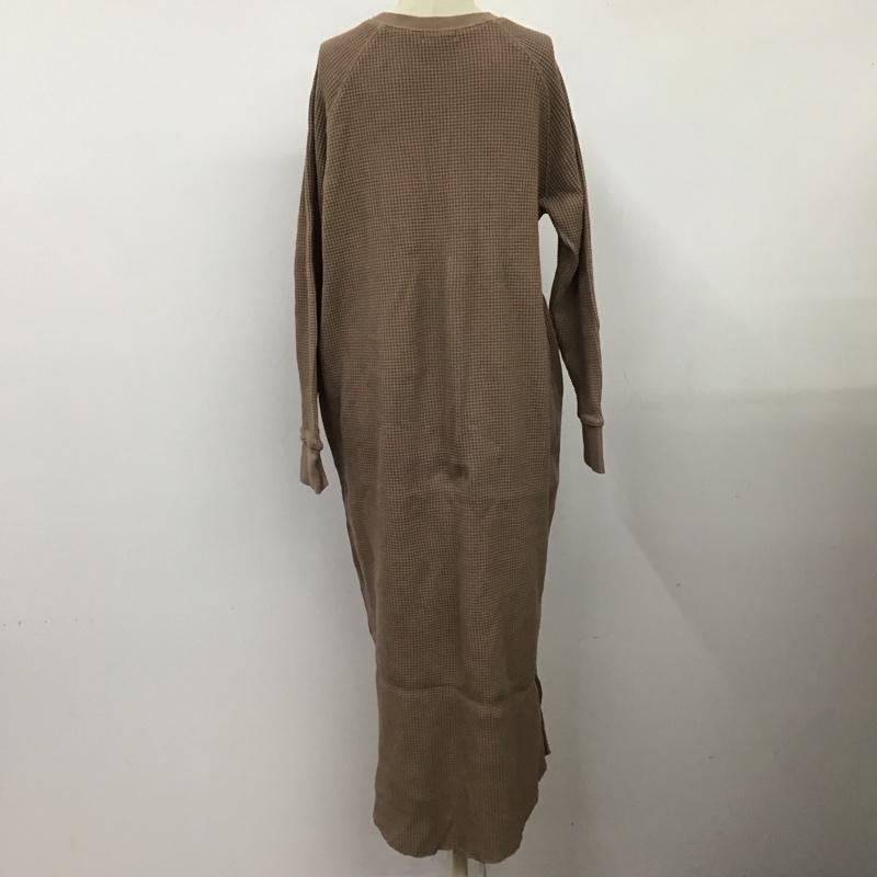 ローリーズファーム LOWRYS FARM ワンピース ロングスカート LF719002AD ワッフル 長袖 FREE 無地 茶 / ブラウン /  レディース USED 古着 中古 10116929