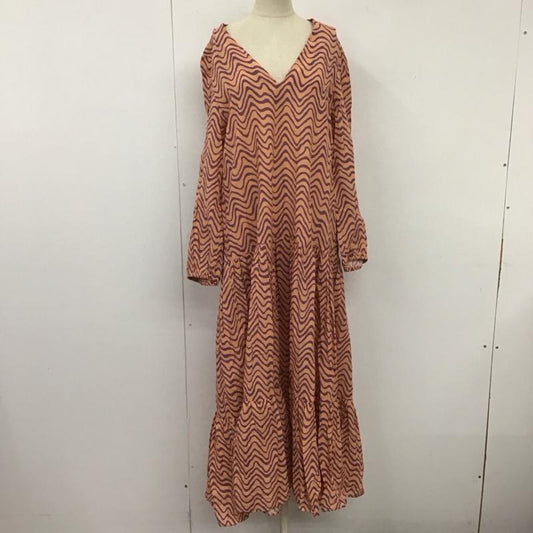 ザラ ZARA ワンピース ロングスカート 4437 272 623 長袖 ティアード Vネック S 総柄 橙 / オレンジ / X 紫 / パープル /  レディース USED 古着 中古 10109494