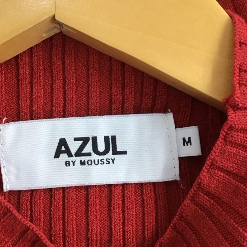 アズールバイマウジー AZUL BY MOUSSY カットソー 長袖 250hab70-024i ランダムリブハイネックニットトップス M 無地 赤 / レッド /  レディース USED 古着 中古 10143045