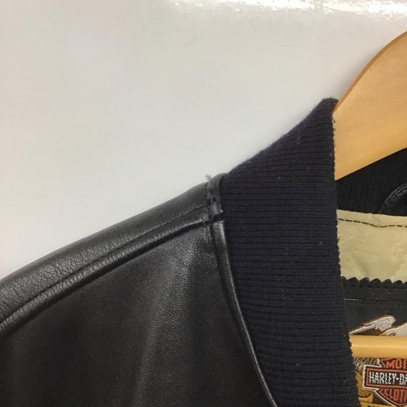 ハーレーダビッドソン Harley-Davidson ジャケット、上着 ジャンパー、ブルゾン レザージャケット ジップアップジャケット アウター 古着 S ロゴ、文字 黒 / ブラック /  メンズ USED 古着 中古 10145325