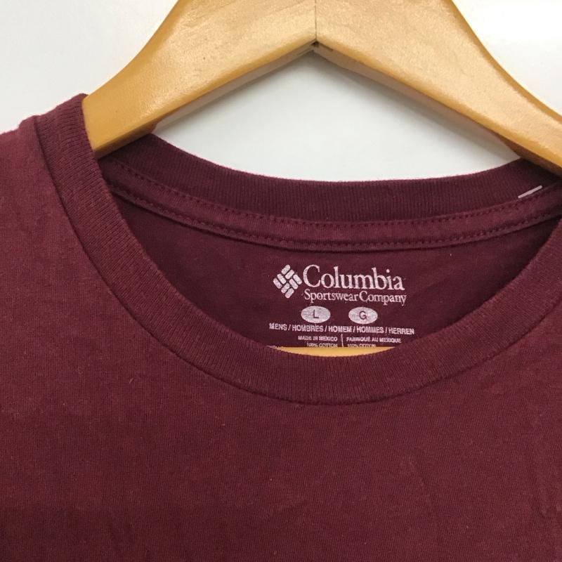 コロンビア Columbia Tシャツ 半袖 半袖カットソー プリントTシャツ クルーネックカットソー L ロゴ、文字 えんじ / ワインレッド /  メンズ USED 古着 中古 10145659