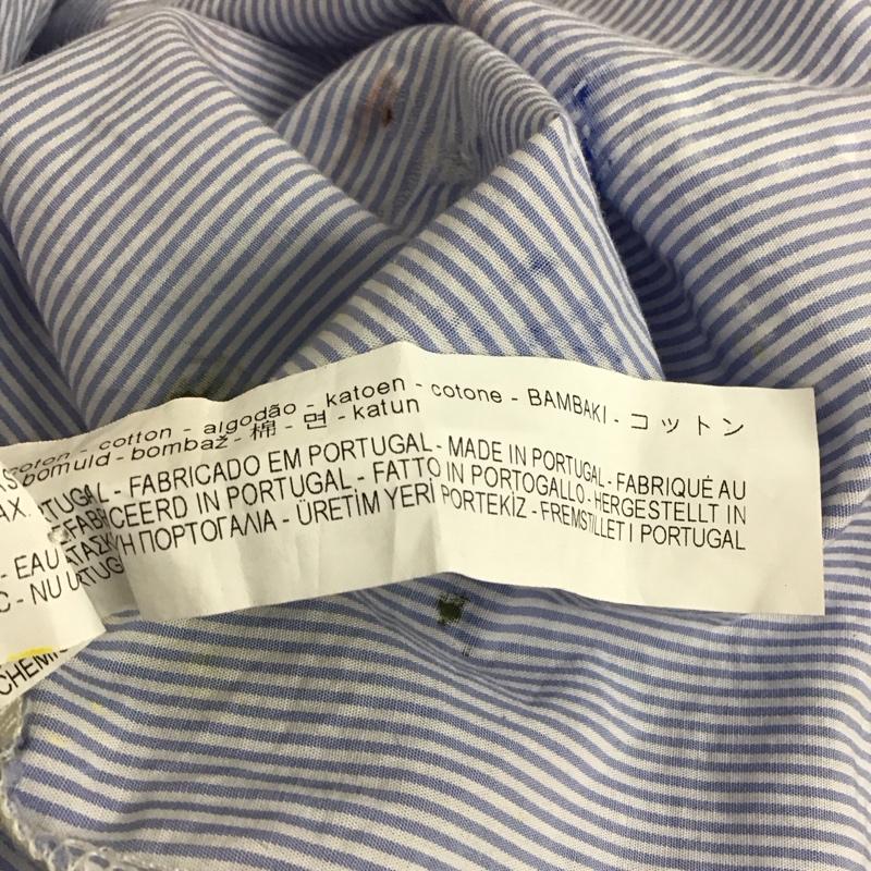ザラ ZARA シャツ、ブラウス 七分袖 8566 244 400 ペイント M ストライプ 白 / ホワイト / X 水色 / ライトブルー /  レディース USED 古着 中古 10131102