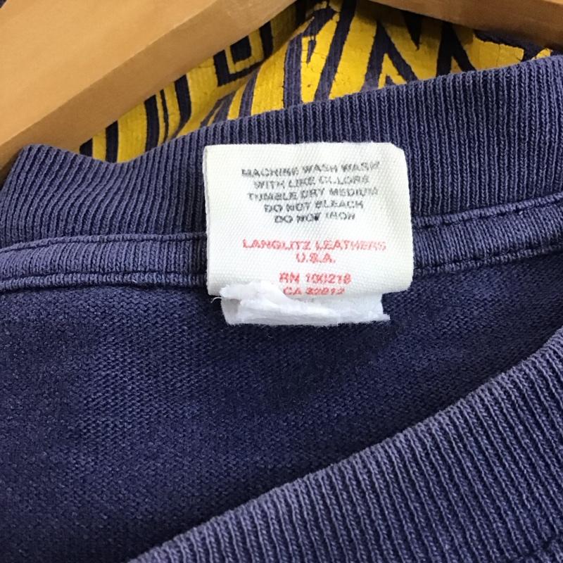 ラングリッツレザーズ Langlitz Leathers Tシャツ 半袖 半袖カットソー プリントTシャツ クルーネックカットソー プリント 紺 / ネイビー /  メンズ USED 古着 中古 10147053