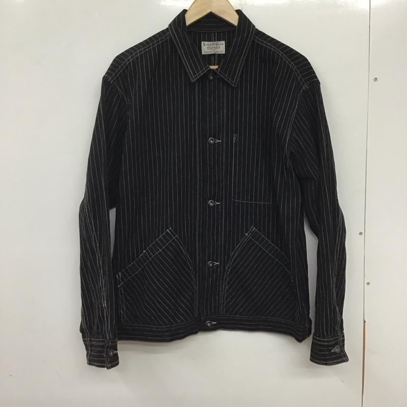 ショットブロス SCHOTT BROS. ジャケット、上着 ジャケット、ブレザー 3122066 ショットオールドヒッコリーデニムジャケット アウター L ストライプ 黒 / ブラック /  メンズ USED 古着 中古 10134373