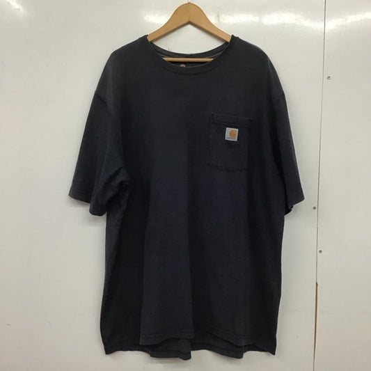 カーハート Carhartt Tシャツ 半袖 半袖カットソー プリントTシャツ クルーネックカットソー XL ロゴ、文字 紺 / ネイビー /  メンズ USED 古着 中古 10138716