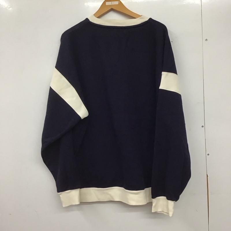 ニコアンド niko and... トレーナー 長袖 長袖トレーナー スウェット クルーネック プルオーバー L ロゴ、文字 白 / ホワイト / X 紺 / ネイビー /  メンズ USED 古着 中古 10144955