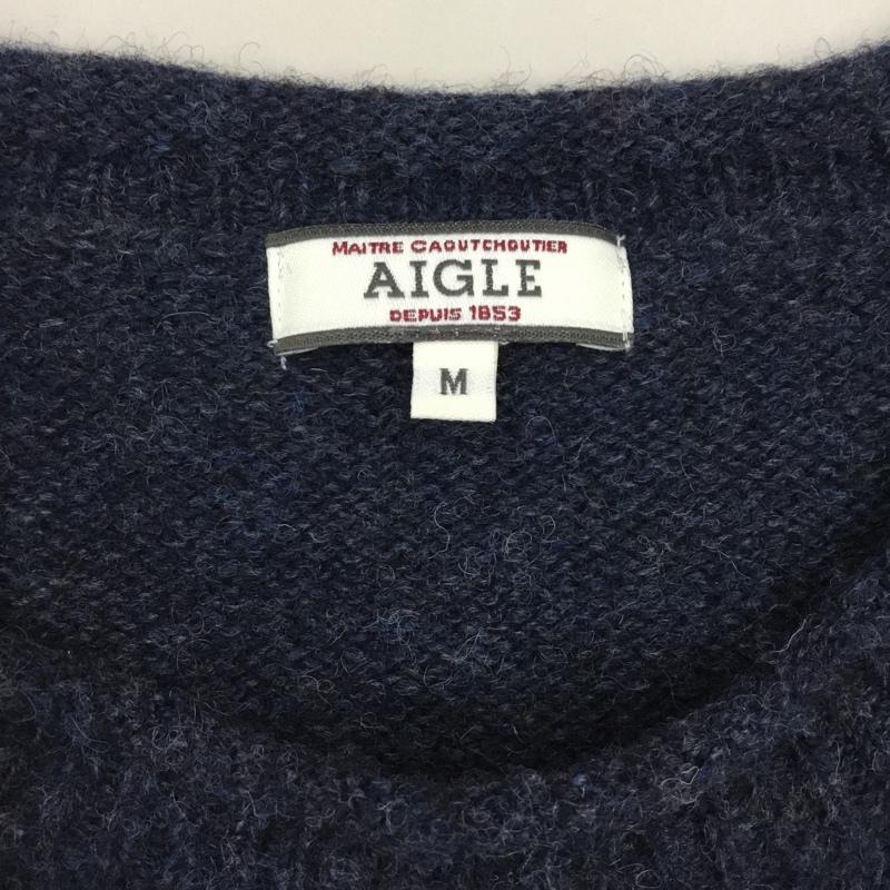 エーグル AIGLE ニット、セーター 長袖 長袖ニットカットソー ニット セーター クルーネックニット M 無地 紺 / ネイビー /  メンズ USED 古着 中古 10113331