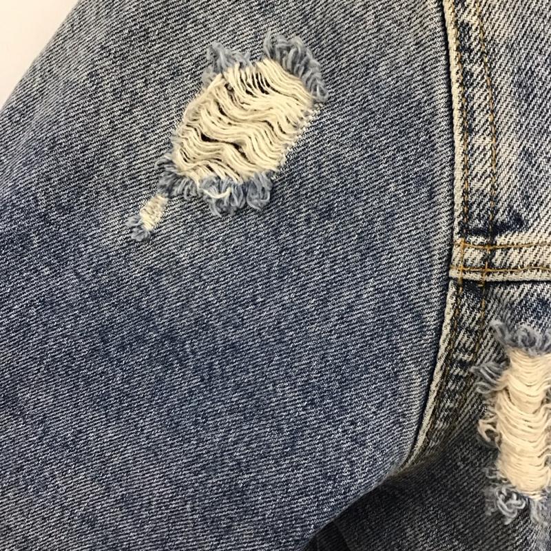 ザラ ZARA ジャケット、上着 ジャケット、ブレザー デニムジャケット カラージャケット 長袖ジャケット ダメージ加工ブルゾン L 無地 インディゴ / インディゴ /  メンズ USED 古着 中古 10110811