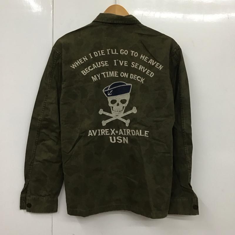 アヴィレックス AVIREX シャツ、ブラウス 長袖 長袖シャツ 無地シャツ カラーシャツ ミリタリーシャツ L ロゴ、文字 カーキ / カーキ /  メンズ USED 古着 中古 10131434