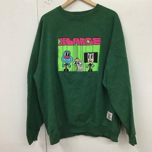 エクストララージ XLARGE トレーナー 長袖 長袖トレーナー スウェット クルーネック プルオーバー L ロゴ、文字 緑 / グリーン /  メンズ USED 古着 中古 10129032