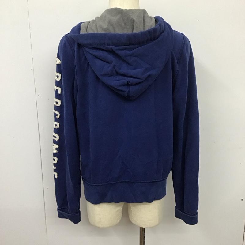 アバクロンビーアンドフィッチ ABERCROMBIE&FITCH パーカー 長袖 長袖パーカー フード付きパーカー プリントスウェット ジップアップパーカー M ロゴ、文字 青 / ブルー /  メンズ USED 古着 中古 10113768