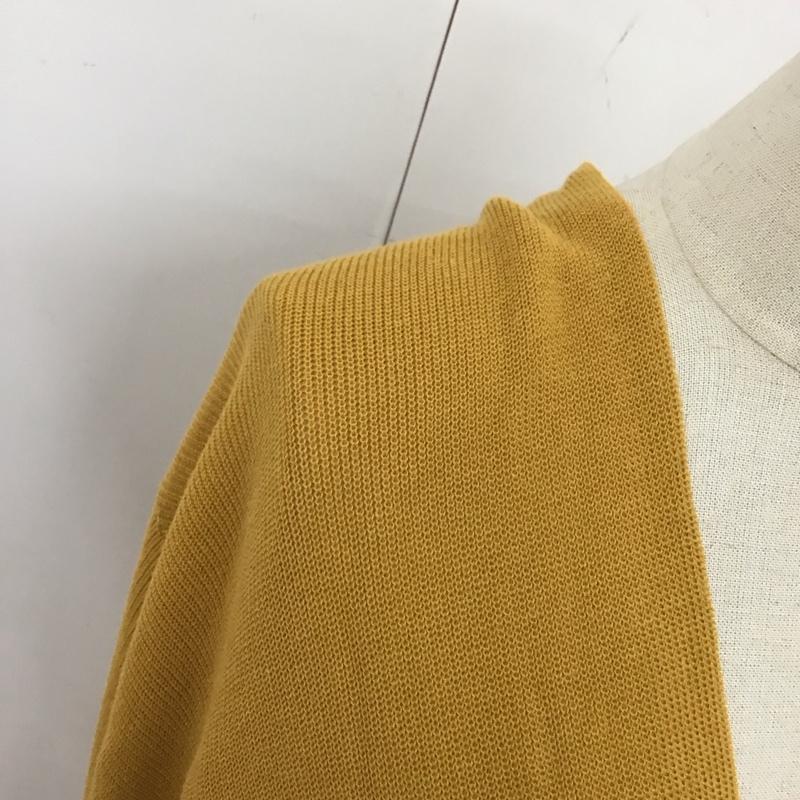 ナチュラルビューティーベーシック NATURAL BEAUTY BASIC カーディガン 長袖 長袖ニットカーディガン リブニットカーディガン 前ボタン M 無地 マスタード / マスタード /  レディース USED 古着 中古 10122416