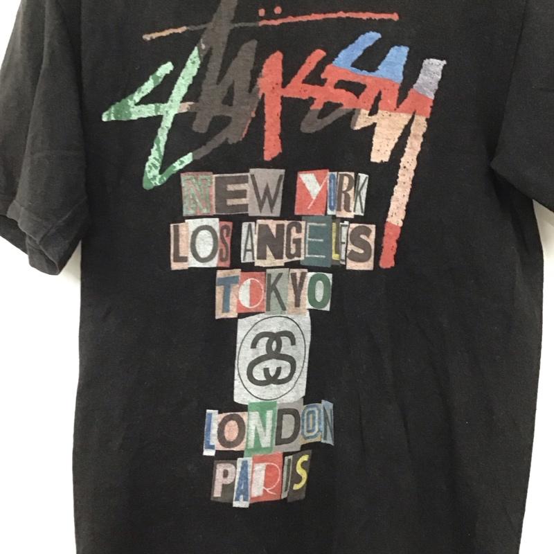 ステューシー STUSSY Tシャツ 半袖 半袖カットソー プリントTシャツ クルーネックカットソー S プリント 黒 / ブラック /  メンズ USED 古着 中古 10135888