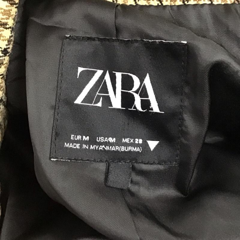 ザラ ZARA ジャケット、上着 ジャケット、ブレザー 4432 004 704 ロング丈 M チェック ベージュ / ベージュ / X 黒 / ブラック / X 茶 / ブラウン /  レディース USED 古着 中古 10120606