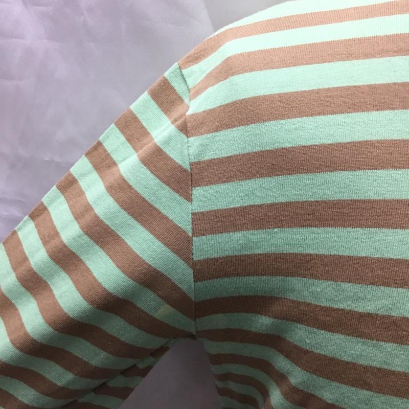 ニャー にゃー Tシャツ 長袖 Ne-net NY61JK014 ボーダー ロンT 3 ワンポイント ベージュ / ベージュ / X 薄緑 / ライトグリーン /  メンズ USED 古着 中古 10117190