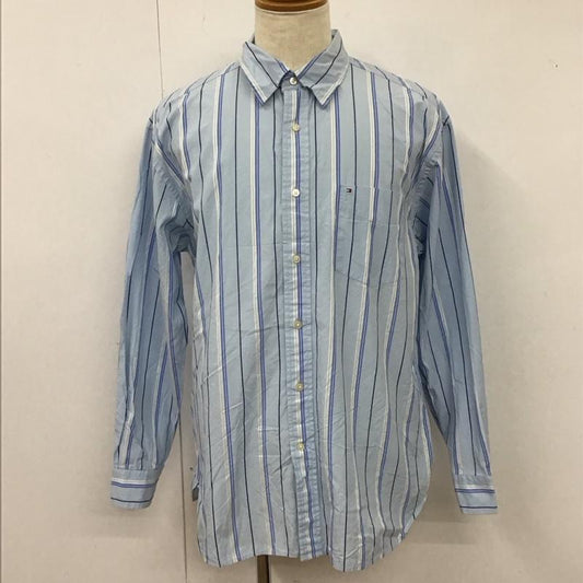 トミーヒルフィガー TOMMY HILFIGER シャツ、ブラウス 長袖 ストライプ コットン L ワンポイント 水色 / ライトブルー / X 白 / ホワイト / X 青 / ブルー /  メンズ USED 古着 中古 10116789