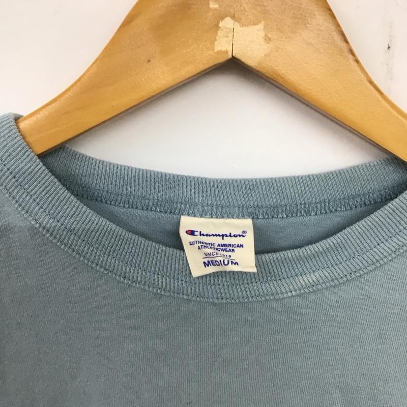 チャンピオン Champion Tシャツ 半袖 C8-V302R プリントTシャツ クルーネックカットソー M ロゴ、文字 水色 / ライトブルー /  メンズ USED 古着 中古 10135739