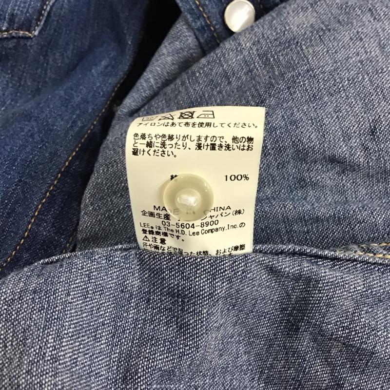 リー Lee シャツ、ブラウス 長袖 長袖デニムシャツ カラーシャツ 長袖シャツ XL ロゴ、文字 インディゴ / インディゴ /  メンズ USED 古着 中古 10126124