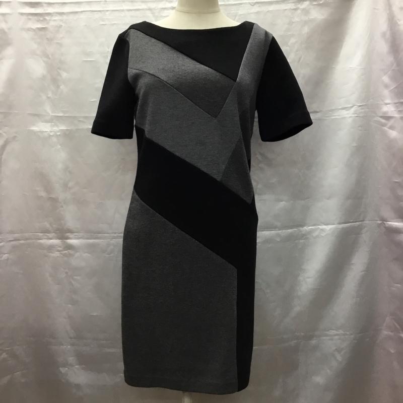 アルマーニエクスチェンジ ARMANI EXCHANGE ワンピース ひざ丈スカート 半袖 バックファスナー S 無地 黒 / ブラック / X 灰 / グレー /  レディース USED 古着 中古 10107336