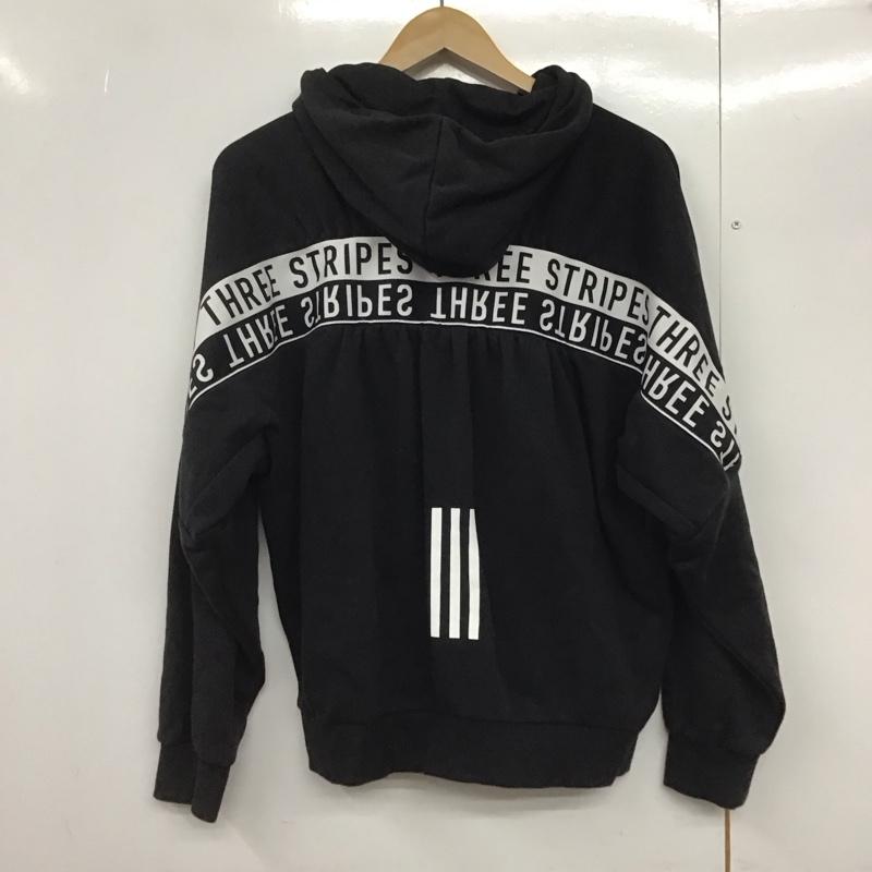 アディダス adidas パーカー 長袖 gf6977 ジップパーカー スポーツウェア ロゴ、文字 黒 / ブラック /  メンズ USED 古着 中古 10144550