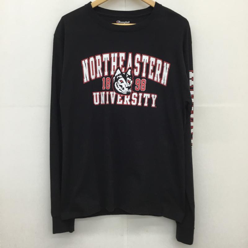 チャンピオン Champion Tシャツ 長袖 a603-5795 Champion 長袖 プリントTシャツ M ブラック M プリント 黒 / ブラック /  メンズ USED 古着 中古 10127549