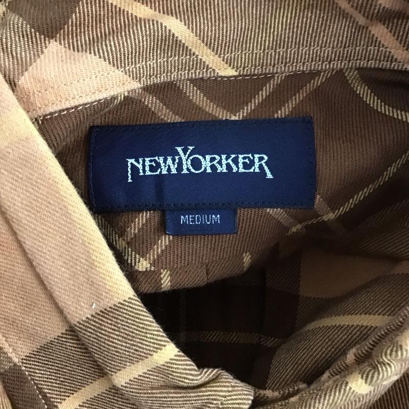ニューヨーカー NEWYORKER シャツ、ブラウス 長袖 16-76-6710 ボタンダウン M チェック 茶 / ブラウン /  メンズ USED 古着 中古 10111187