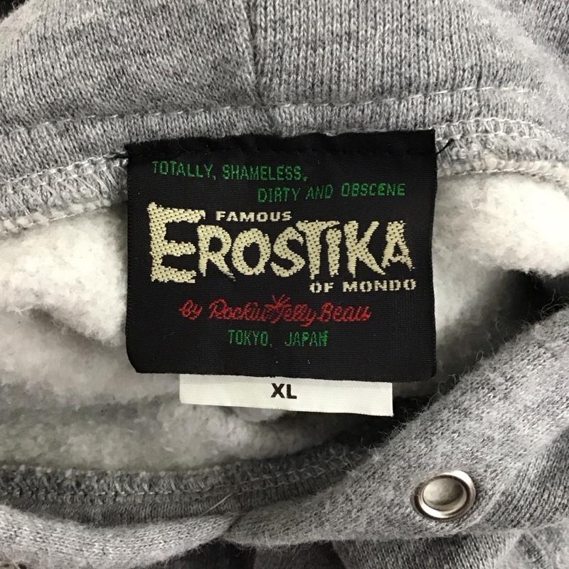 エロスティカ EROSTiKA パーカー 長袖 バックプリント スウェット 裏起毛 プルオーバー XL ロゴ、文字 灰 / グレー /  メンズ USED 古着 中古 10123409