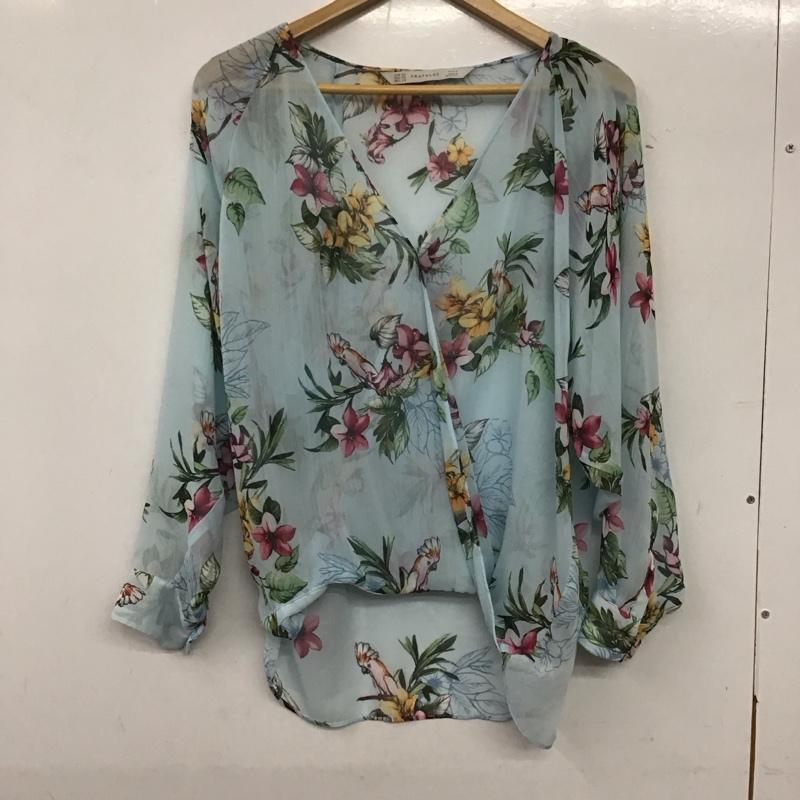 ザラ ZARA シャツ、ブラウス 長袖 XS 総柄 水色 / ライトブルー /  レディース USED 古着 中古 10136901