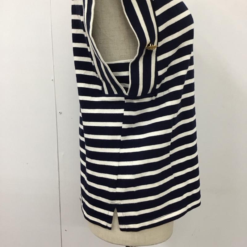 ザラ ZARA カットソー 半袖 0858 460 066 フレンチスリーブ ノースリーブ S ボーダー柄 白 / ホワイト / X 紺 / ネイビー /  レディース USED 古着 中古 10113490