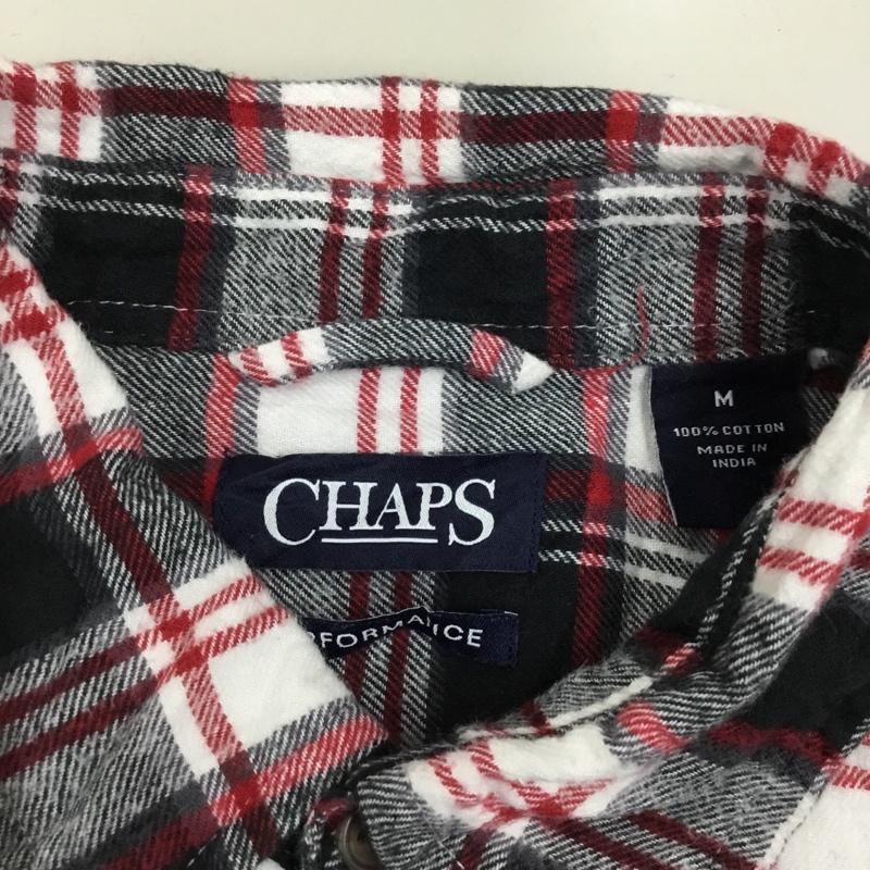 チャップス CHAPS シャツ、ブラウス 長袖 ボタンダウン M チェック 白 / ホワイト / X 黒 / ブラック / X 赤 / レッド /  メンズ USED 古着 中古 10118846