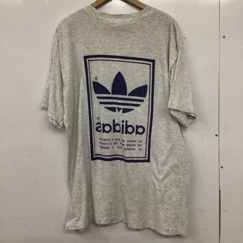 アディダス adidas Tシャツ 半袖 半袖カットソー プリントTシャツ クルーネックカットソー 90S 古着 USA L ロゴ、文字 灰 / グレー /  メンズ USED 古着 中古 10135722