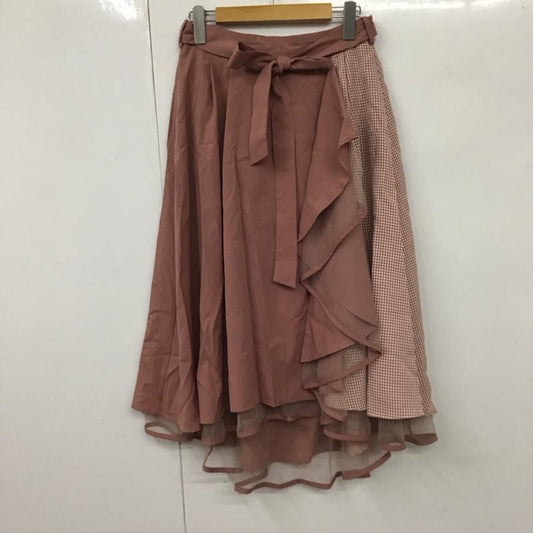 アクシーズファム axes femme スカート ひざ丈スカート M 無地 X チェック 桃 / ピンク /  レディース USED 古着 中古 10131918