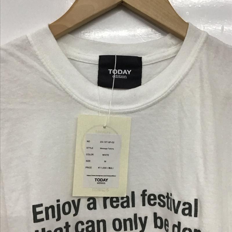 トゥデイエディション TODAY edition Tシャツ 半袖 半袖カットソー プリントTシャツ クルーネックカットソー M ロゴ、文字 白 / ホワイト /  メンズ USED 古着 中古 10150894