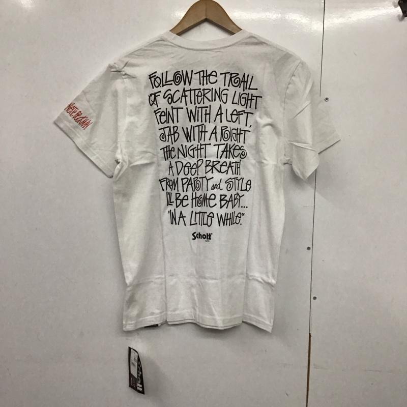 ステューシー STUSSY Tシャツ 半袖 半袖カットソー プリントTシャツ クルーネックカットソー schott M プリント 白 / ホワイト /  メンズ USED 古着 中古 10141374