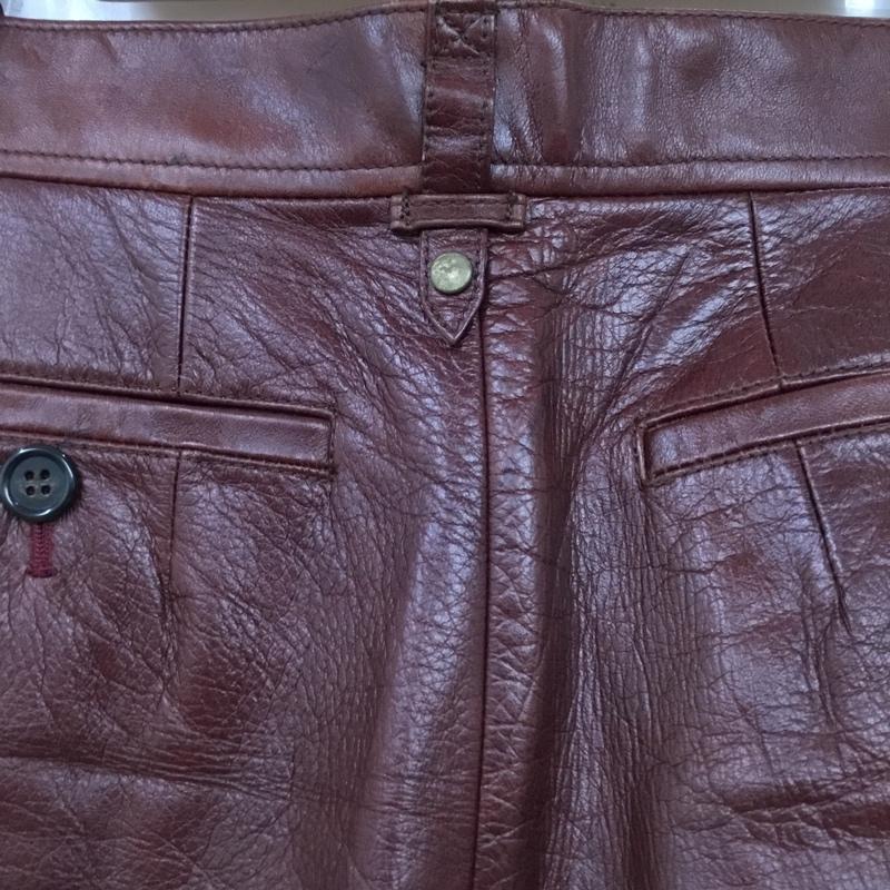 古着 USED パンツ デニム、ジーンズ duetrio 古着 レザーパンツ ワイドパンツ S 無地 茶 / ブラウン /  メンズ USED 古着 中古 10120671