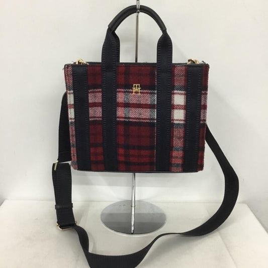 トミーヒルフィガー TOMMY HILFIGER ハンドバッグ ハンドバッグ チェック ショルダー ワンポイント 白 / ホワイト / X 紺 / ネイビー / X えんじ / ワインレッド /  レディース USED 古着 中古 10137943