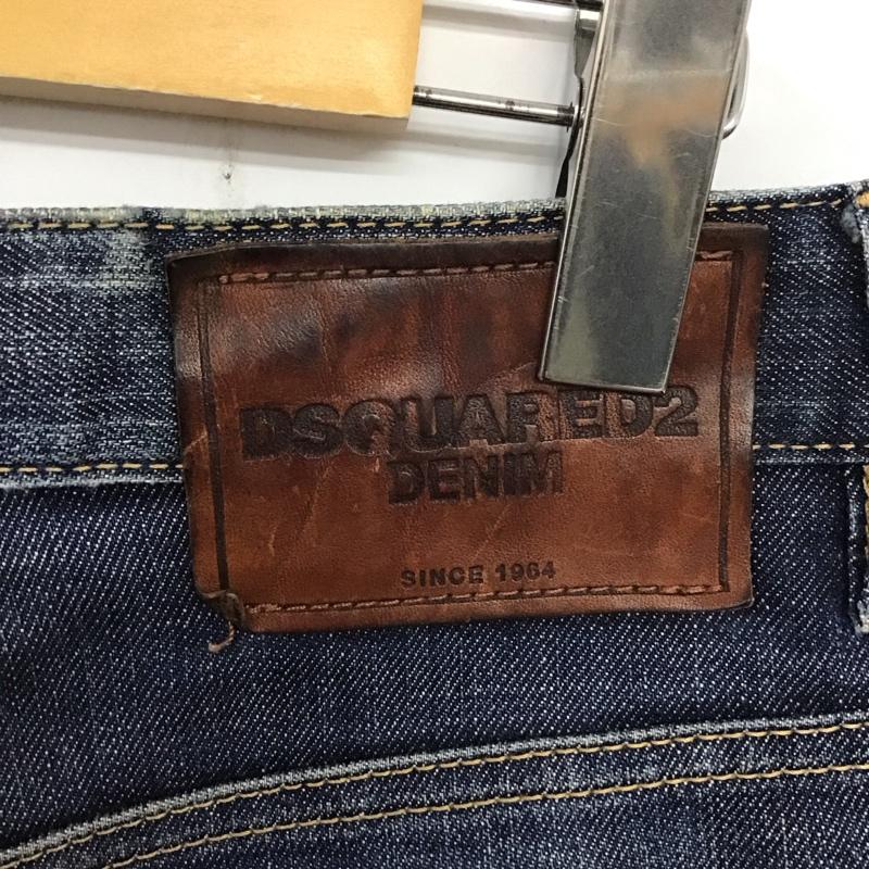 ディースクエアード DSQUARED2 パンツ デニム、ジーンズ デニムパンツ スリムパンツ カジュアルパンツ ストレッチパンツ 48 ロゴ、文字 X ダメージ加工 インディゴ / インディゴ /  メンズ USED 古着 中古 10137852