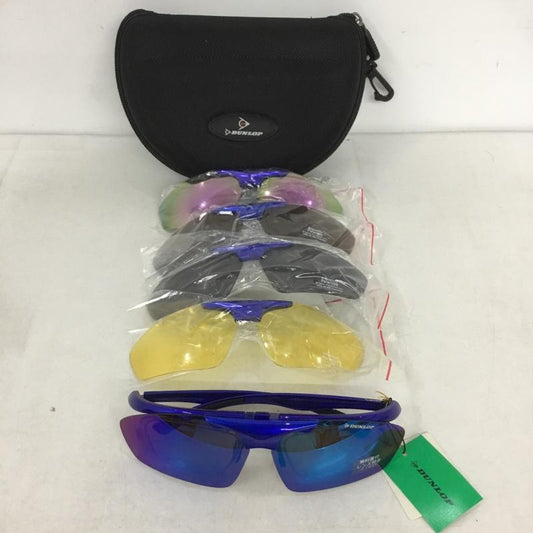 ダンロップ DUNLOP めがね・サングラス サングラス DU-010 スポーツサングラス ミラーレンズ ロゴ、文字 青 / ブルー /  メンズ USED 古着 中古 10140534