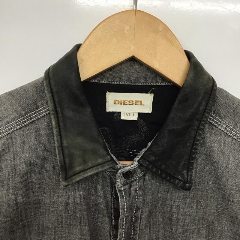 ディーゼル DIESEL シャツ、ブラウス 長袖 長袖シャツ 無地シャツ カラーシャツ L ロゴ、文字 灰 / グレー /  メンズ USED 古着 中古 10144182