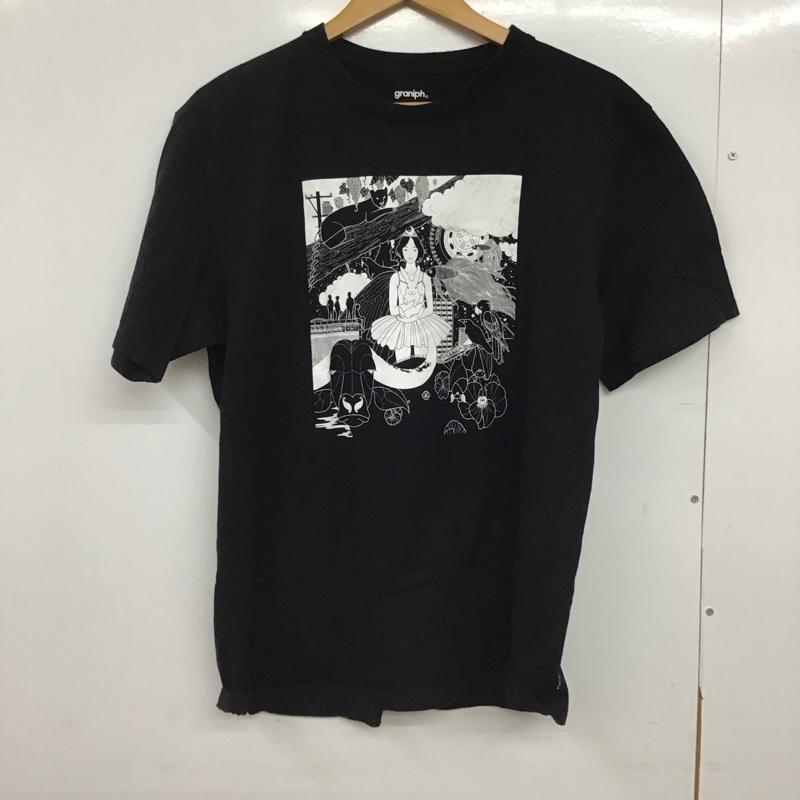 グラニフ graniph Tシャツ 半袖 半袖カットソー プリントTシャツ クルーネックカットソー L プリント 黒 / ブラック /  メンズ USED 古着 中古 10150925